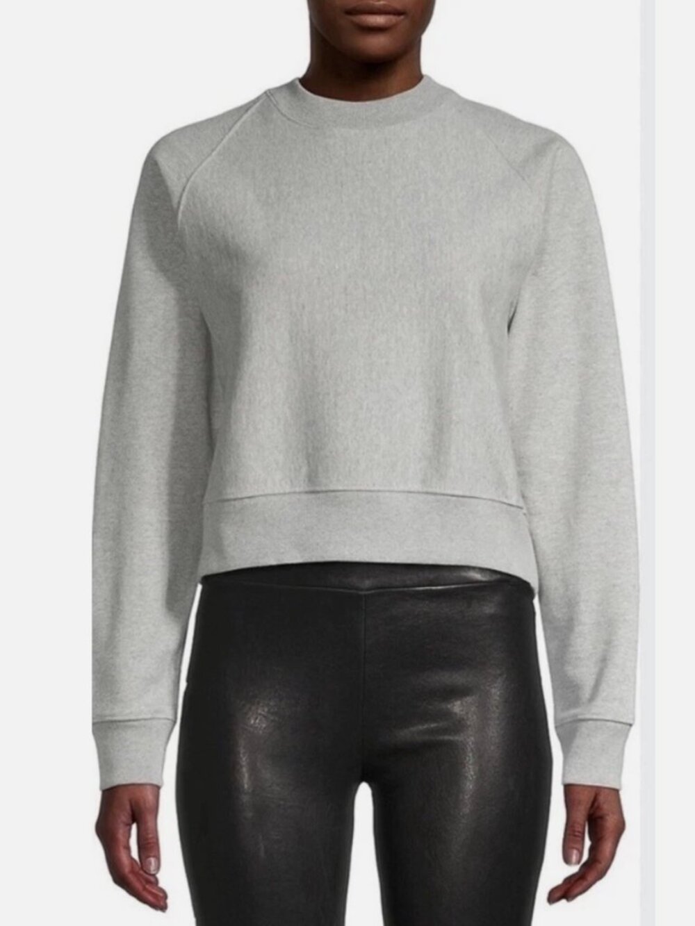 THAKOON Women's Short Crewneck Sweatshirt In Heather Gray - S